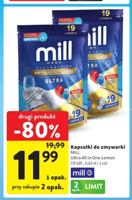 Kapsułki do zmywarki Mill Ultra All in One Lemon promocja w Intermarche