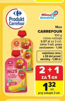 Mus owocowy Carrefour jabłko banan promocja w Carrefour Market