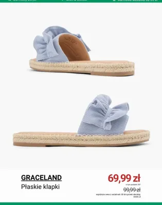 Płaskie klapki GRACELAND promocja w Deichmann