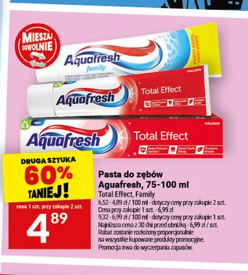 Pasta do zębów Total Effect Aquafresh promocja w Twój Market