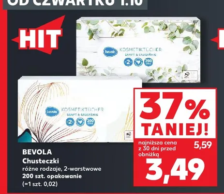 Chusteczki 2-warstwowe Bevola promocja w Kaufland