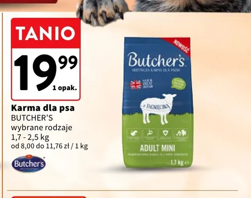 Karma dla psa Adult Mini z jagnięciną Butcher's 1,7 kg promocja w Intermarche