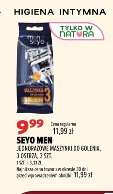 Jednorazowe maszynki do golenia 3 ostrza Seyo Men promocja w Drogerie Natura