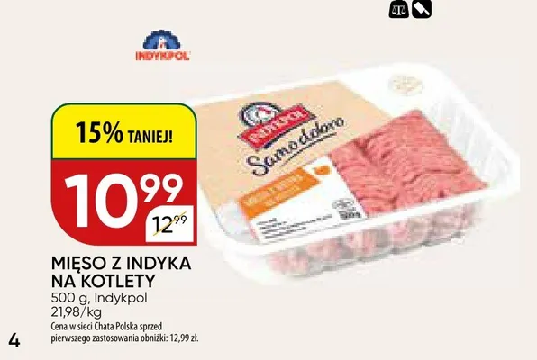 Mięso z indyka na kotlety promocja w Chata Polska