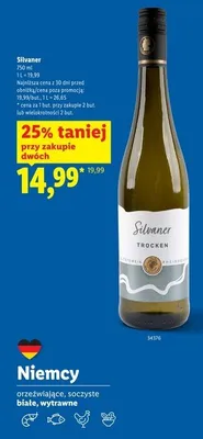 Wino białe wytrawne Silvaner Trocken promocja w Lidl
