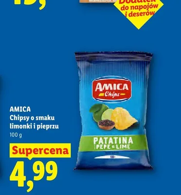 Chipsy o smaku limonki i pieprzu Amica Patatina Pepe e Lime promocja w Lidl