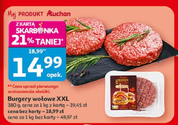 Burgery wołowe XXL promocja w Auchan