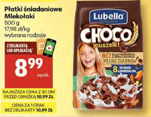 Płatki śniadaniowe choco muszelki promocja w Delikatesy Centrum