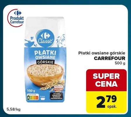 Płatki owsiane górskie Carrefour Classic promocja w Globi