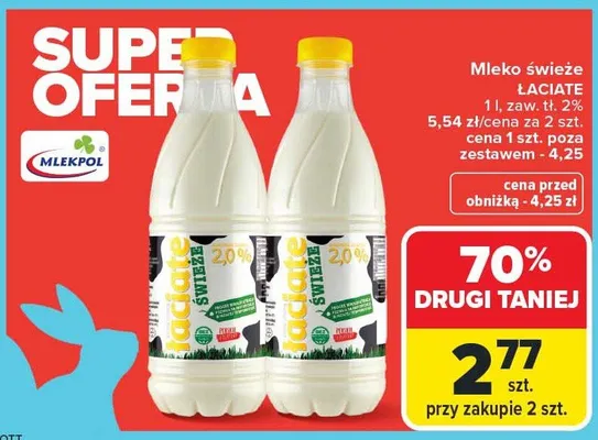 Mleko świeże, zaw. tł. 2% promocja w Carrefour Market