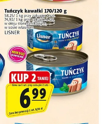 Tuńczyk kawałki w oleju słonecznikowym Lisner promocja w Prim Market