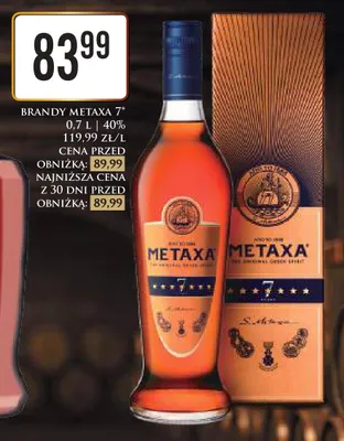 Brandy Metaxa 7* 40% promocja w Dino