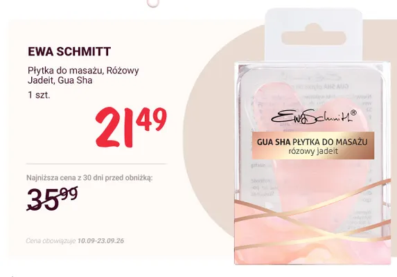 Płytka do masażu różowy jadeit Gua Sha Ewa Schmitt promocja w Rossmann