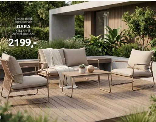 Zestaw mebli ogrodowych Dara sofa stolik 2xfotel poduszki promocja w Black Red White