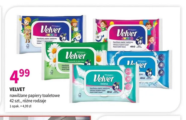 Nawilżany papier toaletowy Velvet promocja w Drogerie Polskie