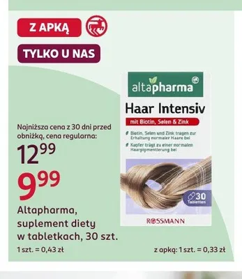 Suplement diety w tabletkach Altapharma Haar Intensiv promocja w Rossmann