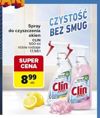 Spray do czyszczenia okien Clin Peony promocja w Carrefour Market