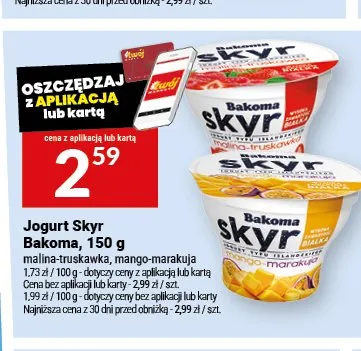 Jogurt typu islandzkiego Skyr Bakoma mango-marakuja promocja w Twój Market