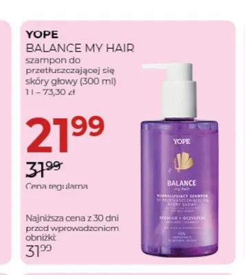 Szampon do przetłuszczającej się skóry głowy Yope Balance My Hair promocja w Drogerie Jawa