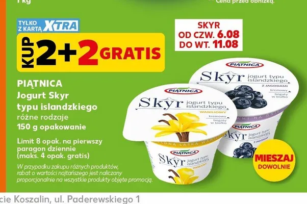 Jogurt Skyr typu islandzkiego Piątnica waniliowy promocja w Kaufland