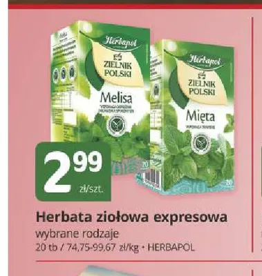 Herbata ziołowa ekspresowa Zielnik Polski mięta Herbapol promocja w Marketvita