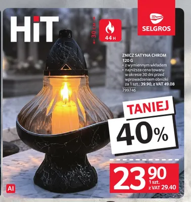 Znicz satyna chrom promocja w Selgros
