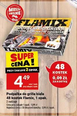 Podpałka do grilla biała 48 kostek Flamix promocja w Twój Market