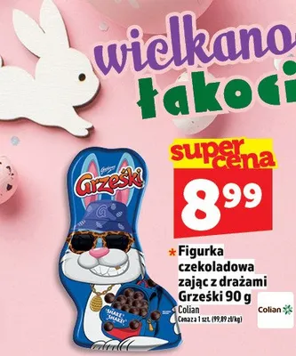 Figurka czekoladowa zając z drażami Grzeski promocja w TOPAZ
