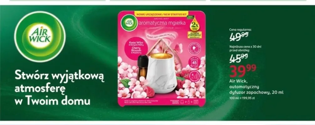 Automatyczny dyfuzor zapachowy Air Wick promocja w Rossmann