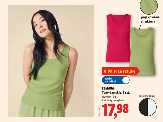 Topy damskie Esmara 2-pak promocja w Lidl
