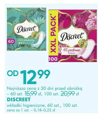 Wkładki higieniczne, 60 szt., 100 szt. promocja w Super-Pharm