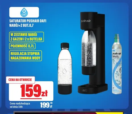 Saturator Dafi PushAir z nabojem i 2 butelkami 0,7 l promocja w RTV EURO AGD