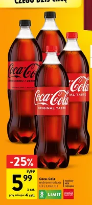 Napój gazowany Coca-Cola wybrane rodzaje promocja w Intermarche