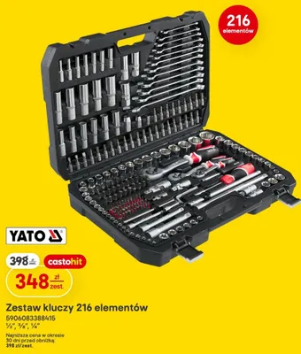 Zestaw kluczy YATO 216 elementów 1/2", 3/8", 1/4" promocja w Castorama