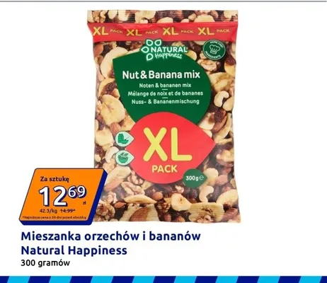 Mieszanka orzechów i bananów Natural Happiness promocja w Action