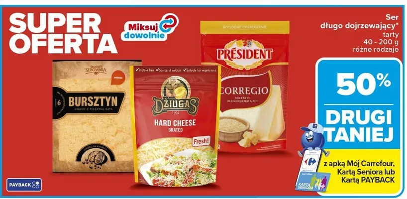 Ser długo dojrzewający Bursztyn promocja w Carrefour