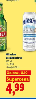 Piwo bezalkoholowe Miłosław Bezalkoholowe IPA promocja w Lidl