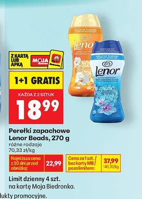 Perełki zapachowe Lenor Beads złote promocja w Biedronka