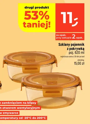 Szklany pojemnik z pokrywką 620 ml promocja w Dealz