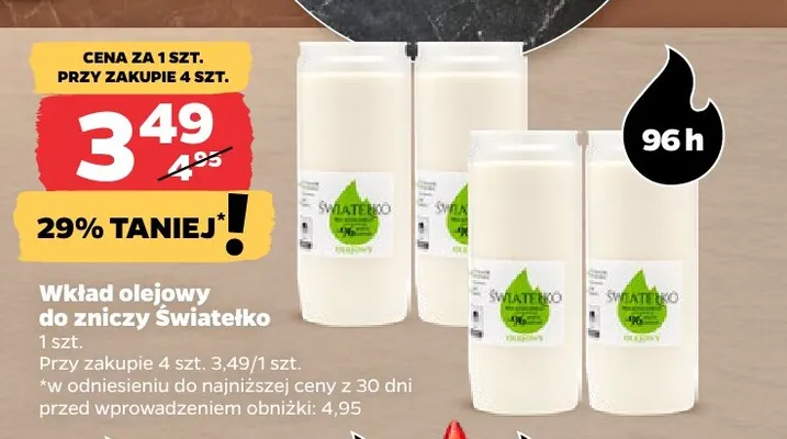 Wkład olejowy do zniczy Światełko promocja w Netto