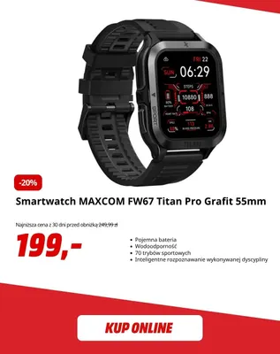 Smartwatch Maxcom FW67 Titan Pro Grafit 55 mm promocja w Media Markt