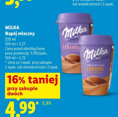 Napój mleczny Milka Chocolate Strawberry Flavour promocja w Lidl