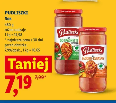 Sos do spaghetti oryginalny Pudliszki promocja w Lidl