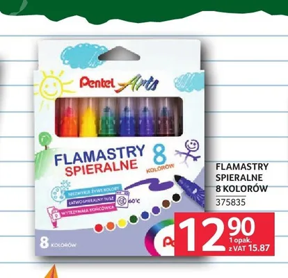 Flamastry spiralne 8 kolorów Pentel promocja w Selgros
