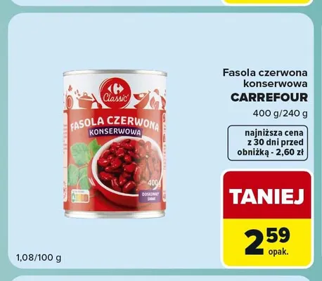 Fasola czerwona konserwowa Carrefour promocja w Carrefour Express