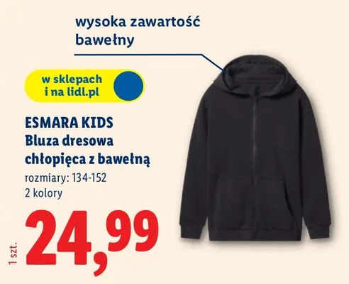 Bluza dresowa chłopięca z bawełną promocja w Lidl