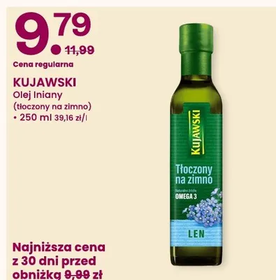 Olej lniany Kujawski tłoczony na zimno promocja w Frisco