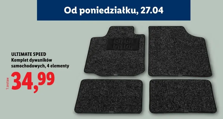 Komplet dywaników samochodowych, 4 elementy promocja w Lidl