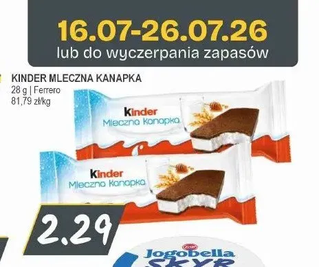 Baton Kinder Mleczna Kanapka promocja w Słoneczko