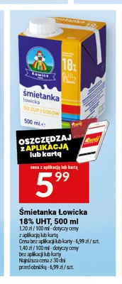 Śmietanka Łowicka UHT Łowicz 18% promocja w Twój Market